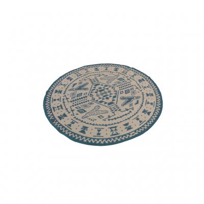 Runt tältmatta med olika färger på vardera sida