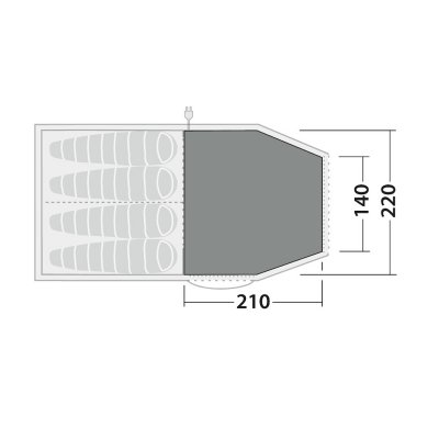 Mattan till Robens Double Dreamer 4 täcker hela allrummet.