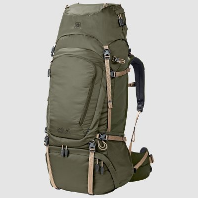 Rymlig och flexibel ryggsäck från Jack Wolfskin för trekking och längre vandringar. Bärsystem med aluminiumram.