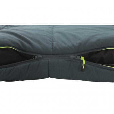 Tvåvägsdragkedja gör att sovsäcken kan öppnas i fotändan.