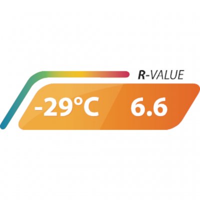 Högt R-värde gör att den passar för camping under alla årstider