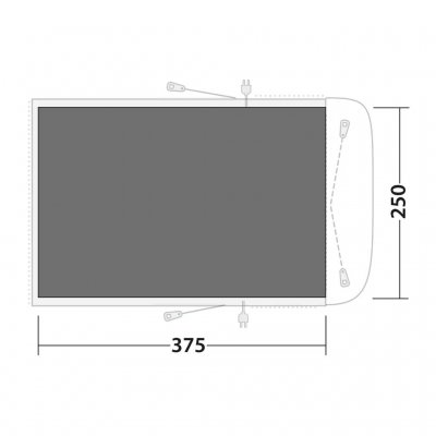 Golvskyddet ligger under hela tältet och skyddar mot väta, smuts och slitage.