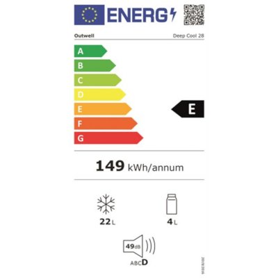 Outwell Deep Cool 28 kompressordriven kylbox har en energiklass E.