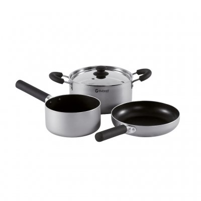 Grytset i aluminium med tålig non-stick behandling.