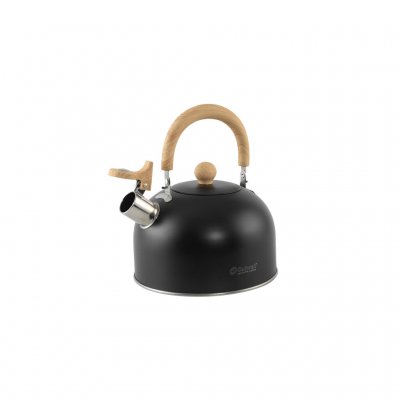 Kaffepanna på 1,8 liter i rostfritt stål med vissla för camping med tält, husvagn eller husbil.