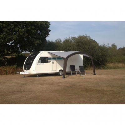 Soltaket är enkelt att montera på husvagnen.