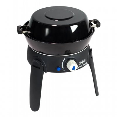 Campinggrillen med locket på.