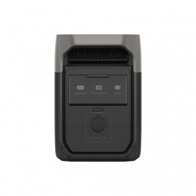 EcoFlow Delta 3 baksida med laddningsportar och 12V uttag.