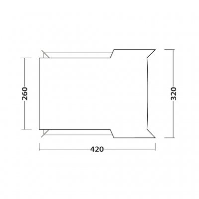 Mått ovanifrån tarpen Outwell Fastlane 300.
