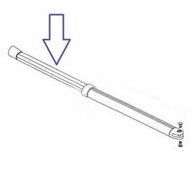 Delen på armen som dras ut in mot husvagnen.