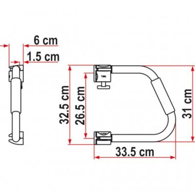 Mått räcke för husvagn och husbil 31 cm