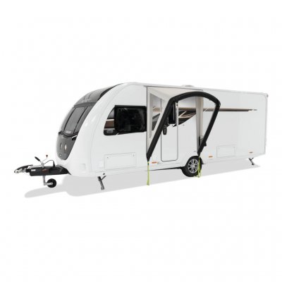 Dometic Portico AIR är en lättmonterad markisdörr som ger dig en skyddad in- och utgång till husvagnen.
