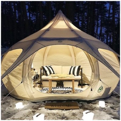Lotus Belle Airbud 3 m tält för uthyrning eller säsongsplats.