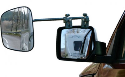 Extra stor backspegel för husvagnar. Lång arm som även passar bredare vagnar.