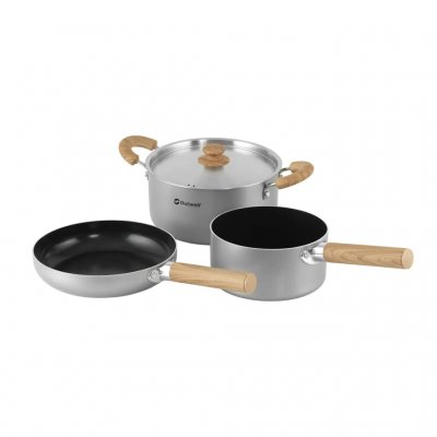 Grytset i aluminium med tålig non-stick behandling.