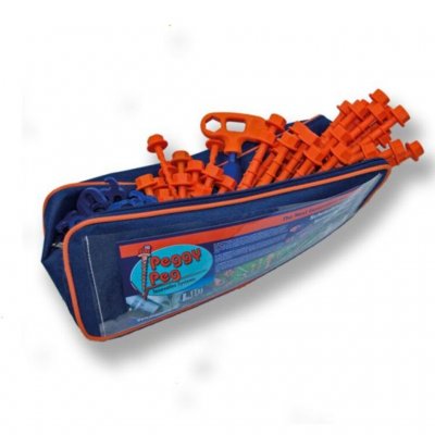 Tältpinnarna kommer i en väska för enkel hantering.