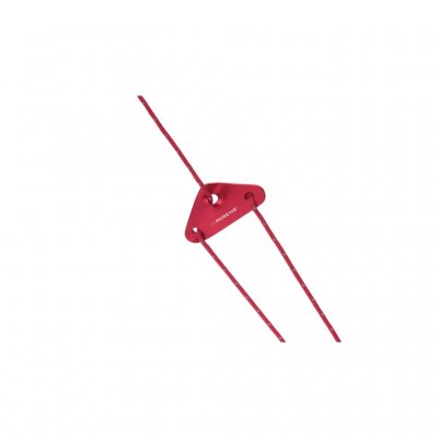 Linspännare av aluminium för justering av längden på tältlinan.