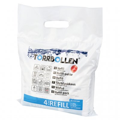 Refill 4-pack som används tillsammans med Torrbollen Original Fuktslukare.