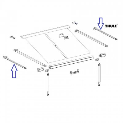 Teleskopdel för arm till Thule Omnistor 1200 påsmarkis.