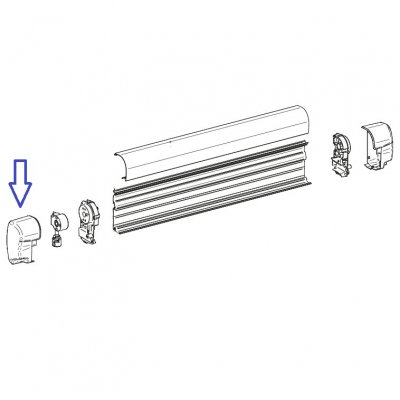 Thule Omnistor 8000 ändkåpa med täcklock för vevhål.